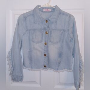 Girls Size 14/16 Light Blue Denim Jacket with Fringe